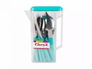 CAROL JGO.CUBIERTOS 24PZAS+JARRA COLORES