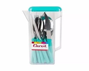 CAROL JGO.CUBIERTOS 24PZAS+JARRA COLORES