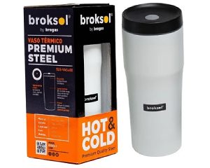 BROKSOL VASO TERMICO ACERO 480ML BLANCO CX12