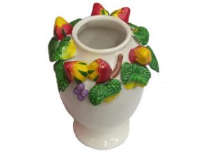 FLORERO FRUTILLA LISO 14CM PORCELANA