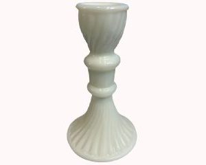 CANDELABRO VIDRIO BLANCO RAYADO 15CM