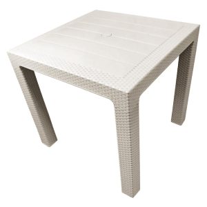 POO MESA RATAN CUADRADA 80CM ALTA BLANCA
