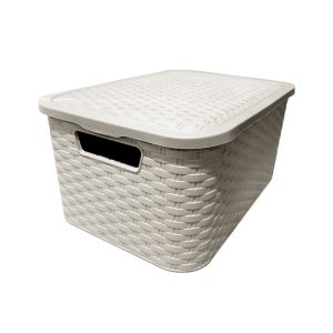 POO CANASTO RATAN C/TAPA Nº2 36X26X17CM BLANCO X24