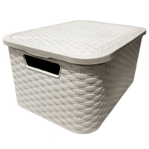 POO CANASTO RATAN C/TAPA Nº6 60X51X25CM BLANCO X12