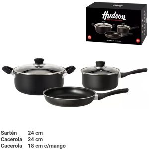 HUDSON BATERIA ALUM ANTIAD 5PZAS NEGRO CX4