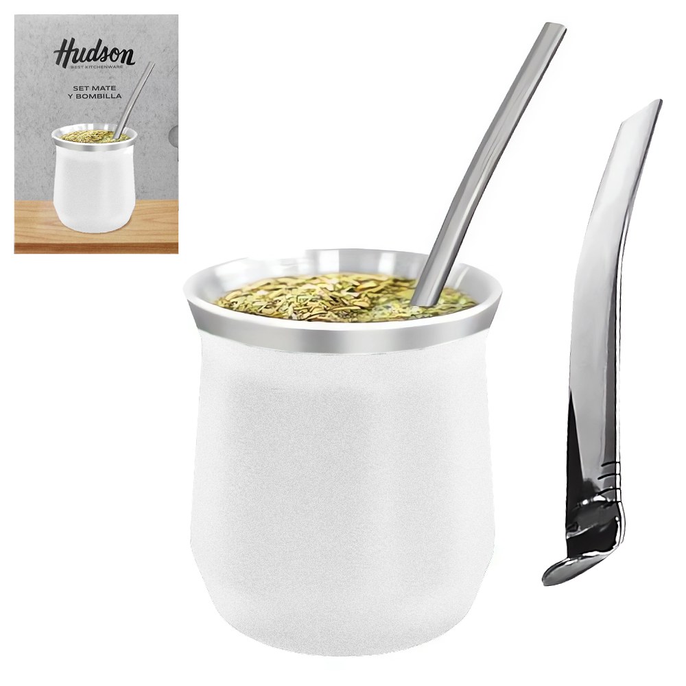 HUDSON SET MATE ACERO C/BOMB.VASO BLANCO CX6