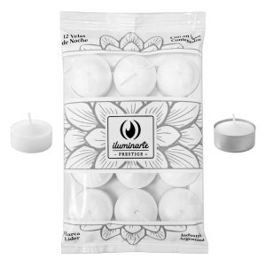 ILUMINAR VELA DE NOCHE X12 BLANCA C/VASO CX600